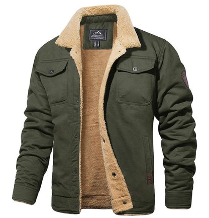 Herren Winterjacke Fleecefutter Knöpfe Reverskragen