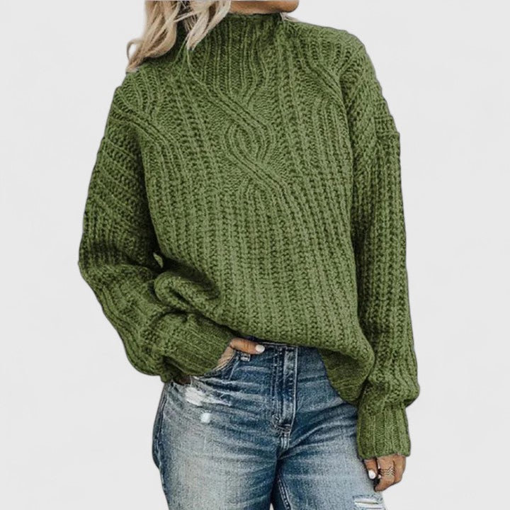 Damen Gerippter Winterpullover Langer Ärmel