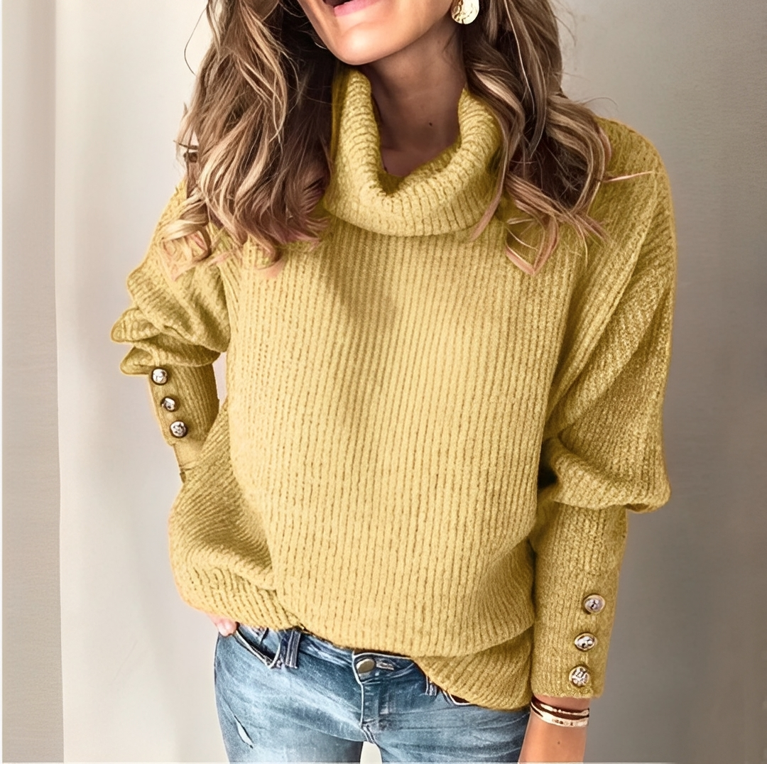 Dobelyn Damen Rollkragenpullover Wolle Warm Beige
