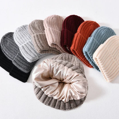 Unisex Strickmütze Gerippt Warm Beige