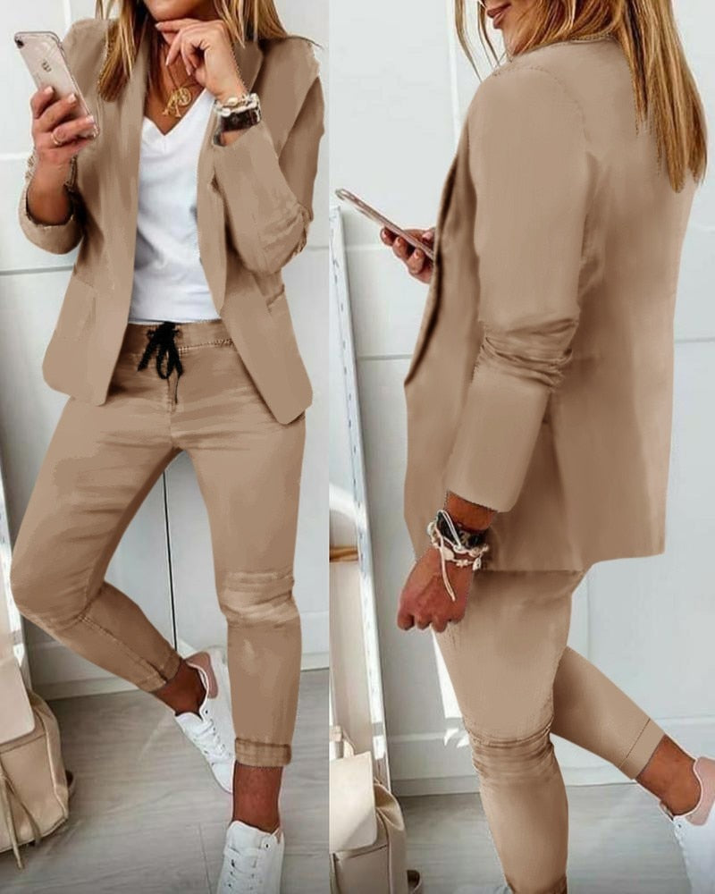 Norvielle Damen Blazer-Set aus Stretch-Material