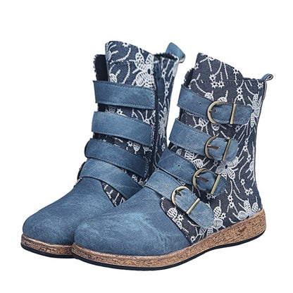 Norvielle Herren Stiefel Grako Leder Retro Metall Schnalle