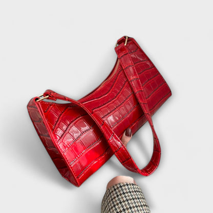 Damen Klassische Schultertasche Leder Schwarz - Norvielle