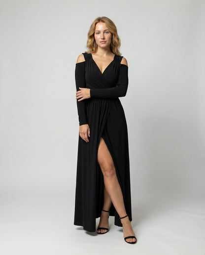 Elegantes Damen Abendkleid Maxi Schwarz - Norvielle