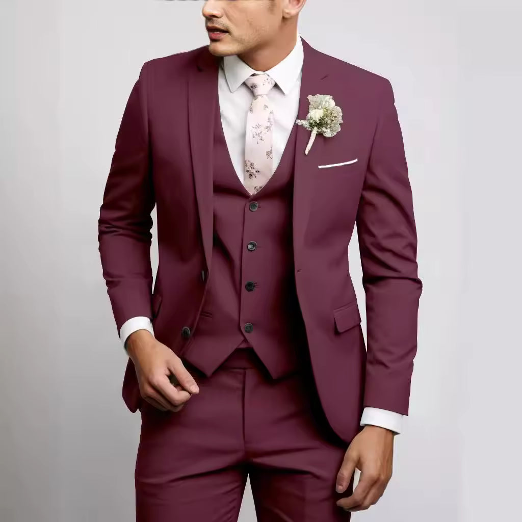 Herren 3-teiliger Anzug mit Weste, Elegant,