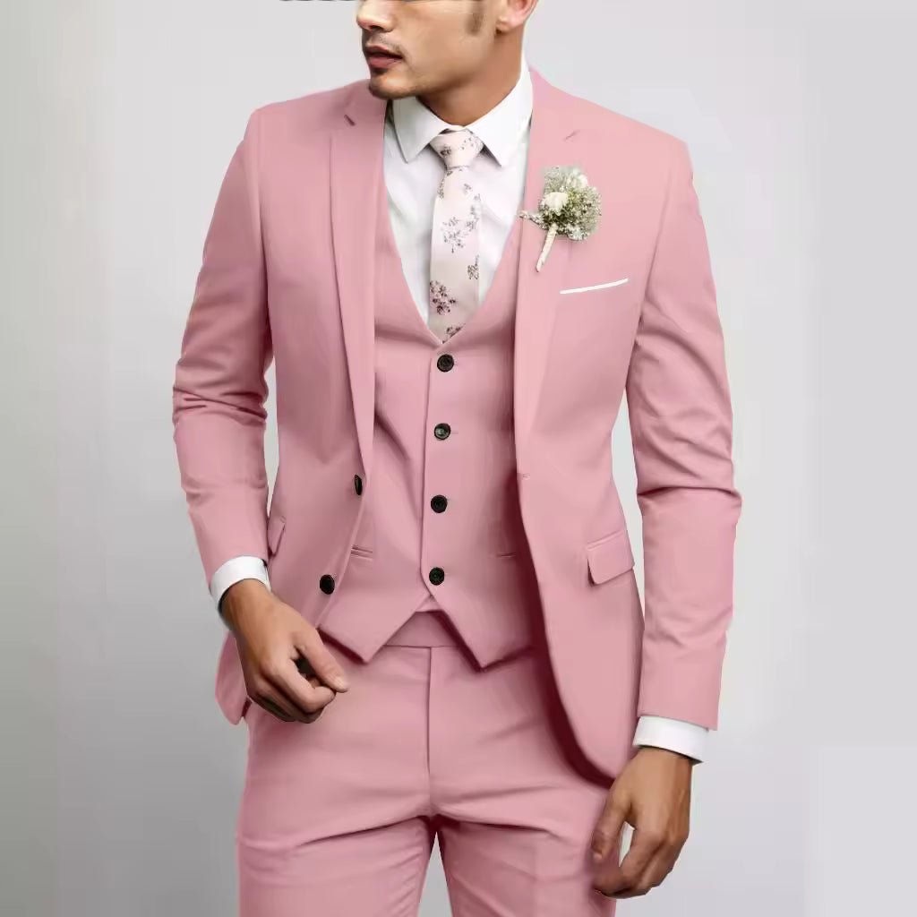 Herren 3-teiliger Anzug mit Weste, Elegant,