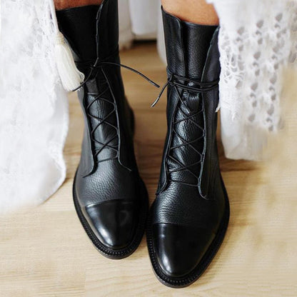Damen Stiefel Zeitlose Eleganz Leder Schwarz - Norvielle