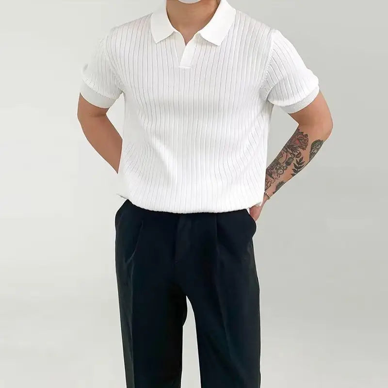 Herren Polo-Shirt Strukturmuster Moderner Schnitt