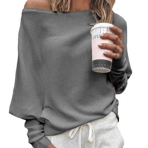 Damen Off-Shoulder Pullover Gerippter Strick Oversized Langärmlig - Norvielle