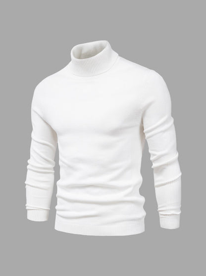 Herren Rollkragenpullover Baumwolle Elegantes Strickdesign Schwarz - Norvielle