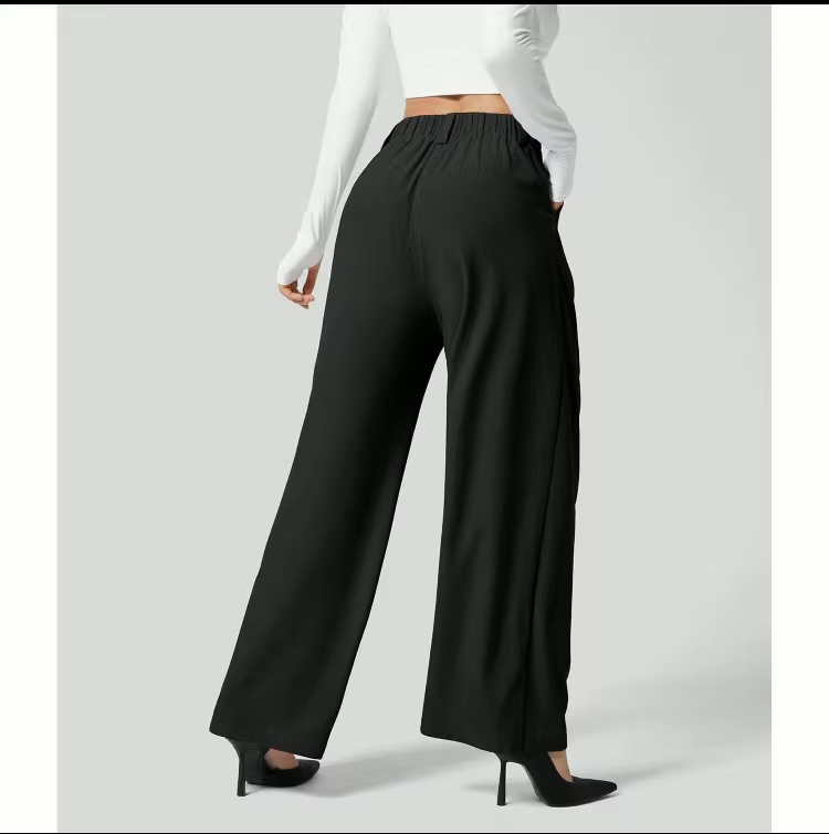 Damen Sommerhose Weitbein Hochtailliert