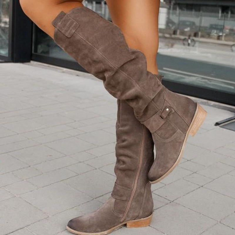 Damenstiefel Wildleder Warm Bequem Winter → Damen Wildlederstiefel