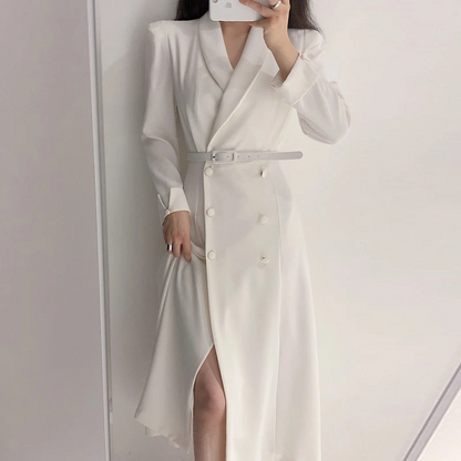 Damen Trenchcoat Doppelreihig Lang mit Gürtel