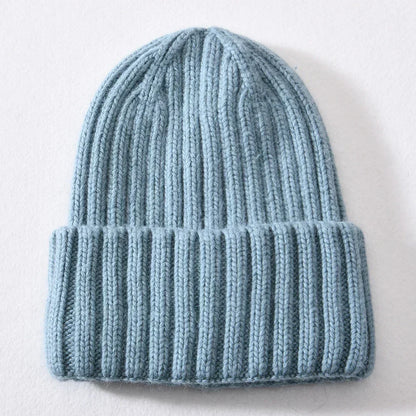 Unisex Strickmütze Gerippt Warm Beige