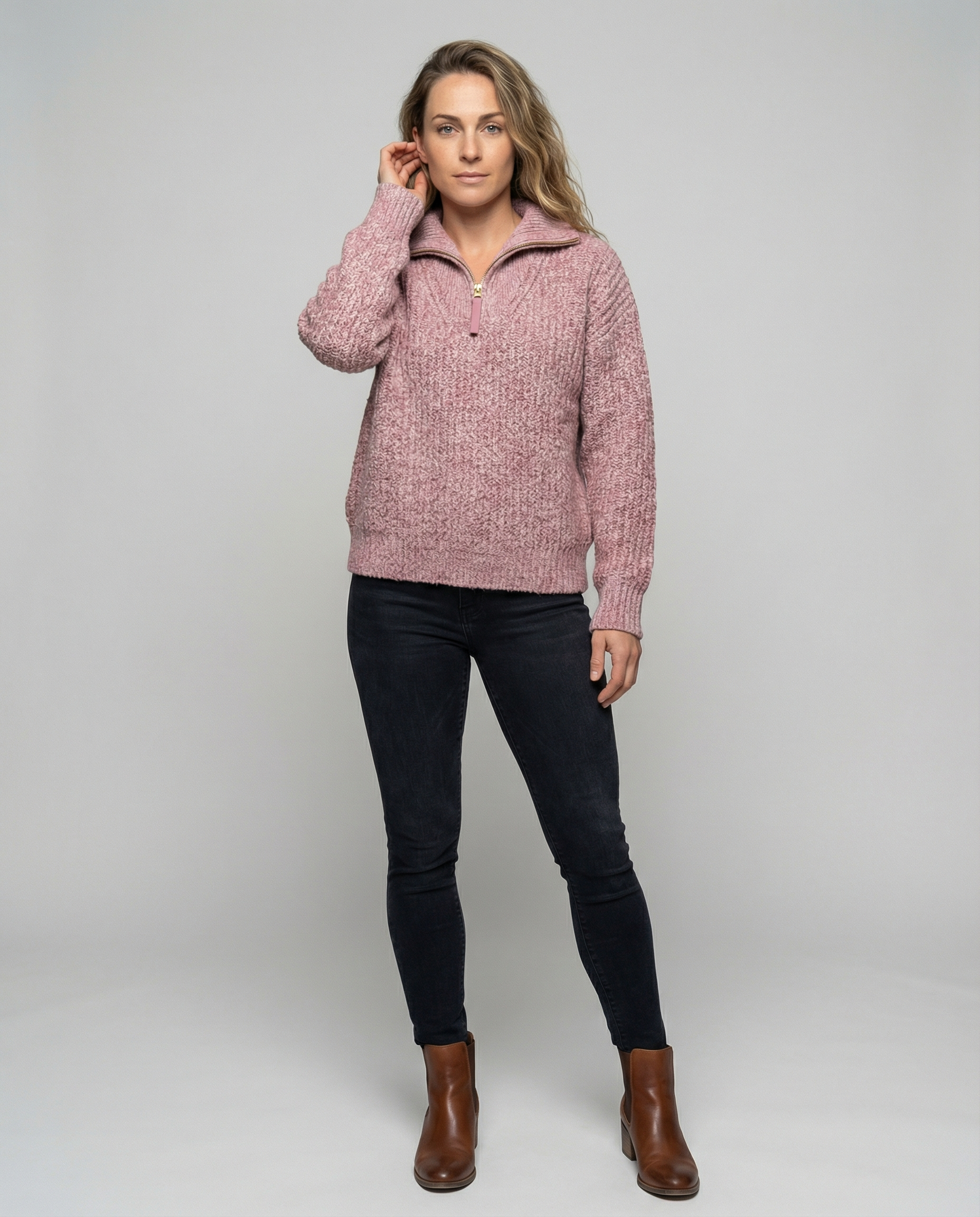 Damen Reißverschluss Pullover - Norvielle