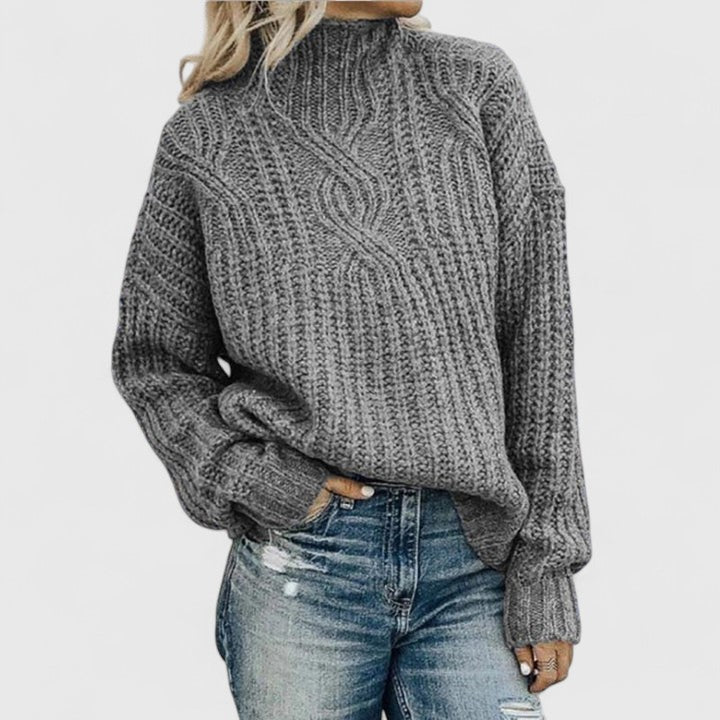 Damen Gerippter Winterpullover Langer Ärmel