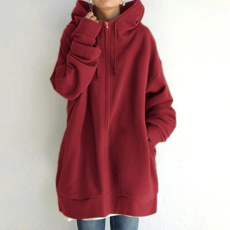 Norvielle Damen Winterhoodie Kuschelig Grün
