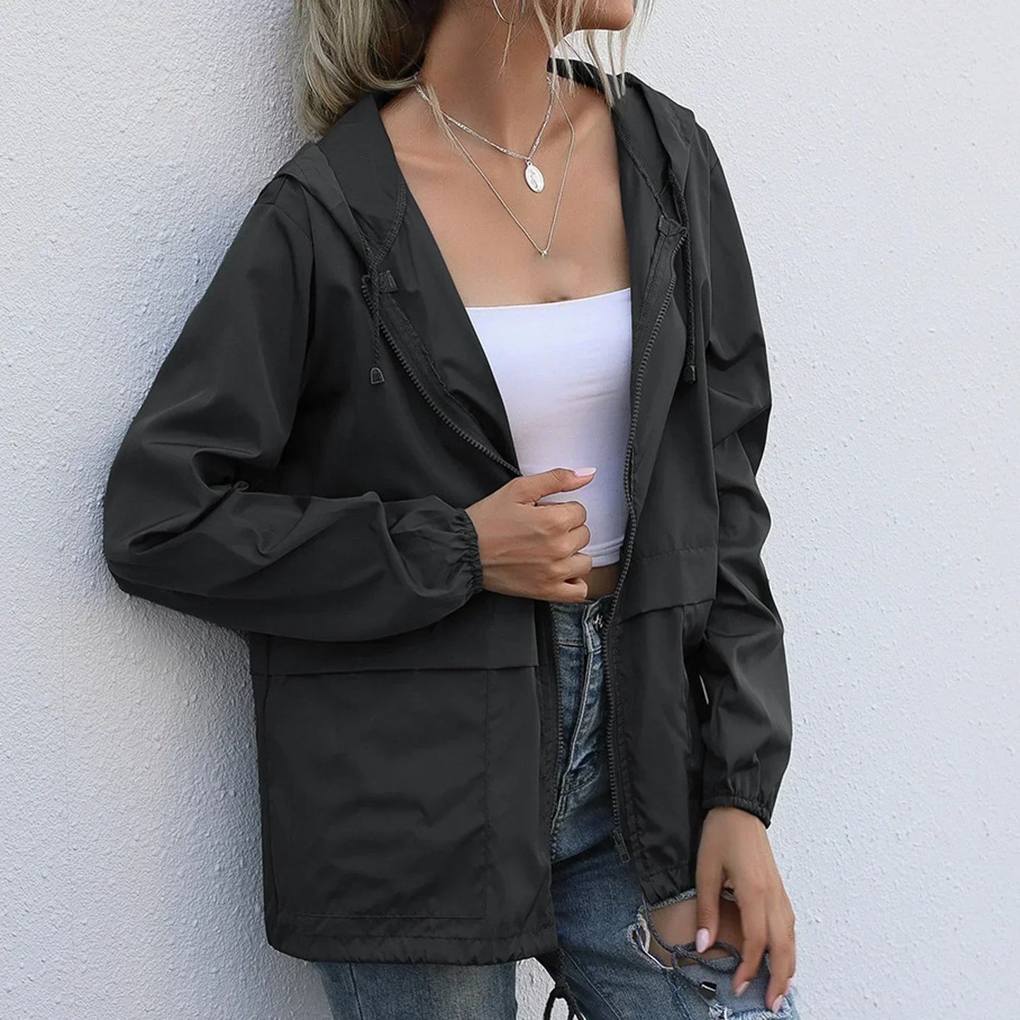 Norvielle Damen Winddichte Sommerjacke Kapuze