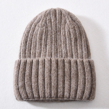 Unisex Strickmütze Gerippt Warm Beige