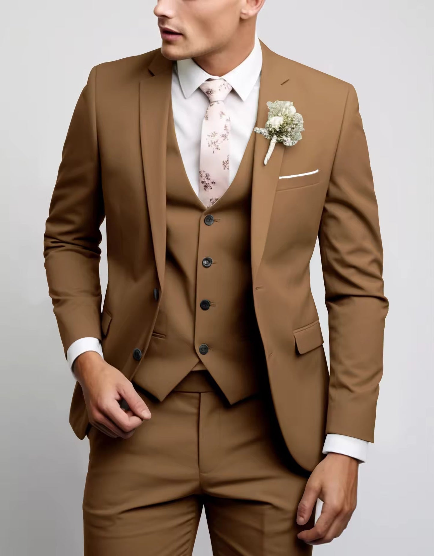 Herren 3-teiliger Anzug mit Weste, Elegant,