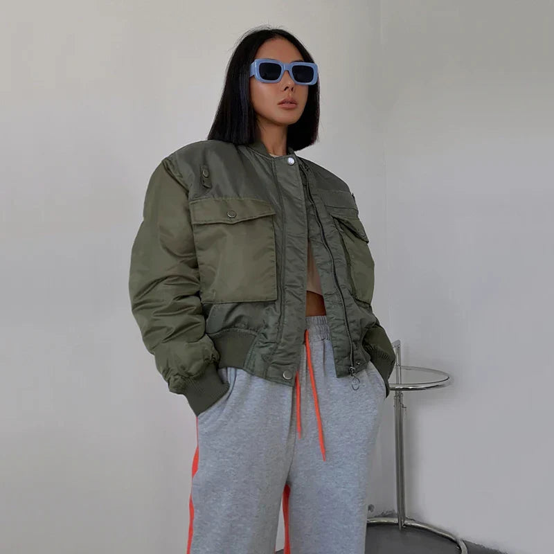 Tayra Herren Utility Bomberjacke Olivgrün - Norvielle