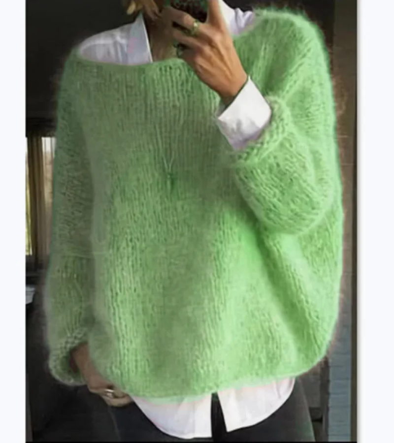 Damen Oversize Strickpullover Lang