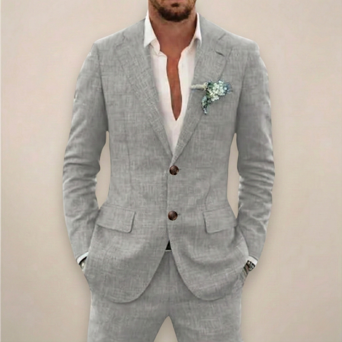 Herren Slim-Fit Anzug Set Frühling