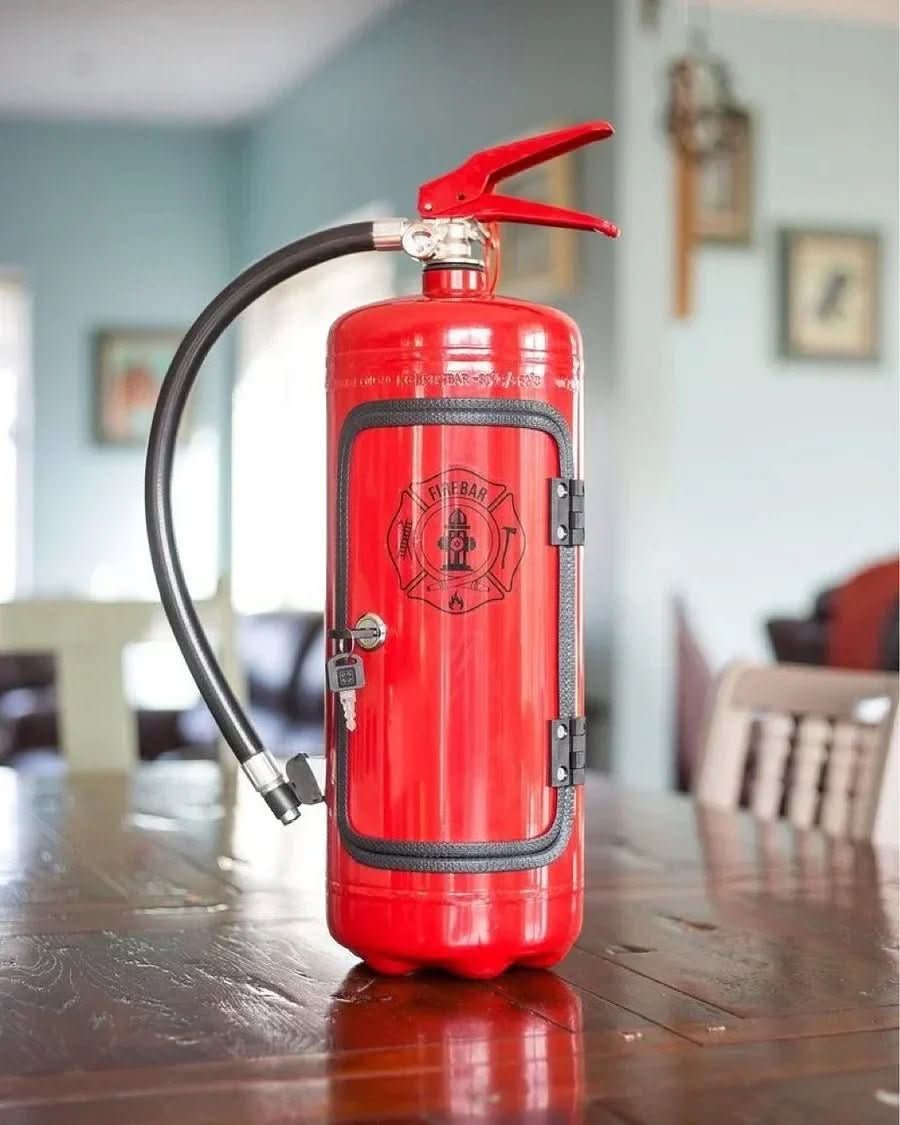 Feuerlöscher Mini-Bar Verstecktes Getränkefach Edelstahl Silber - Norvielle