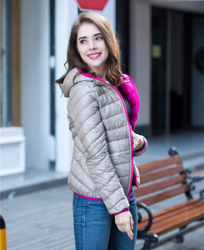 Velmora Damen Wende-Daunenjacke Leicht Warm Wasserabweisend