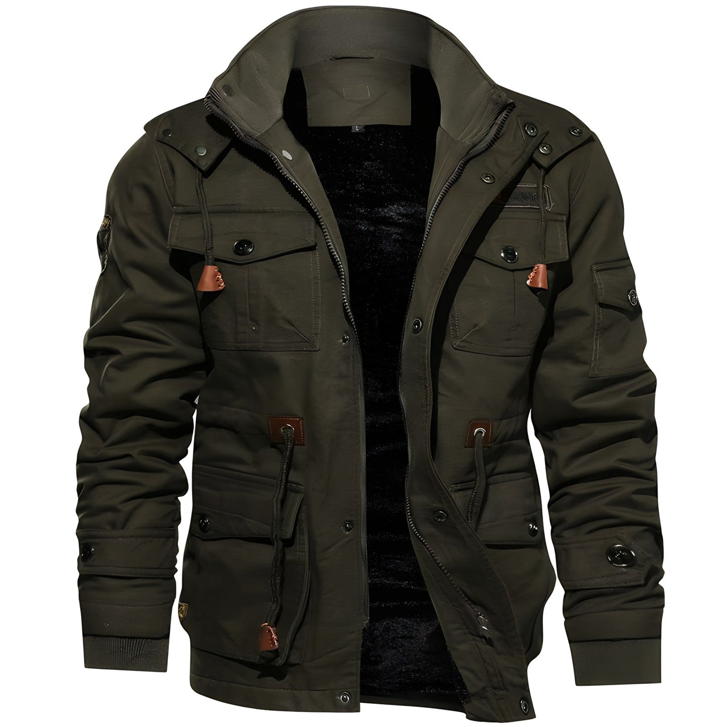 Cyrus Herren Militärjacke Kapuze Multitaschen Funktionsdesign