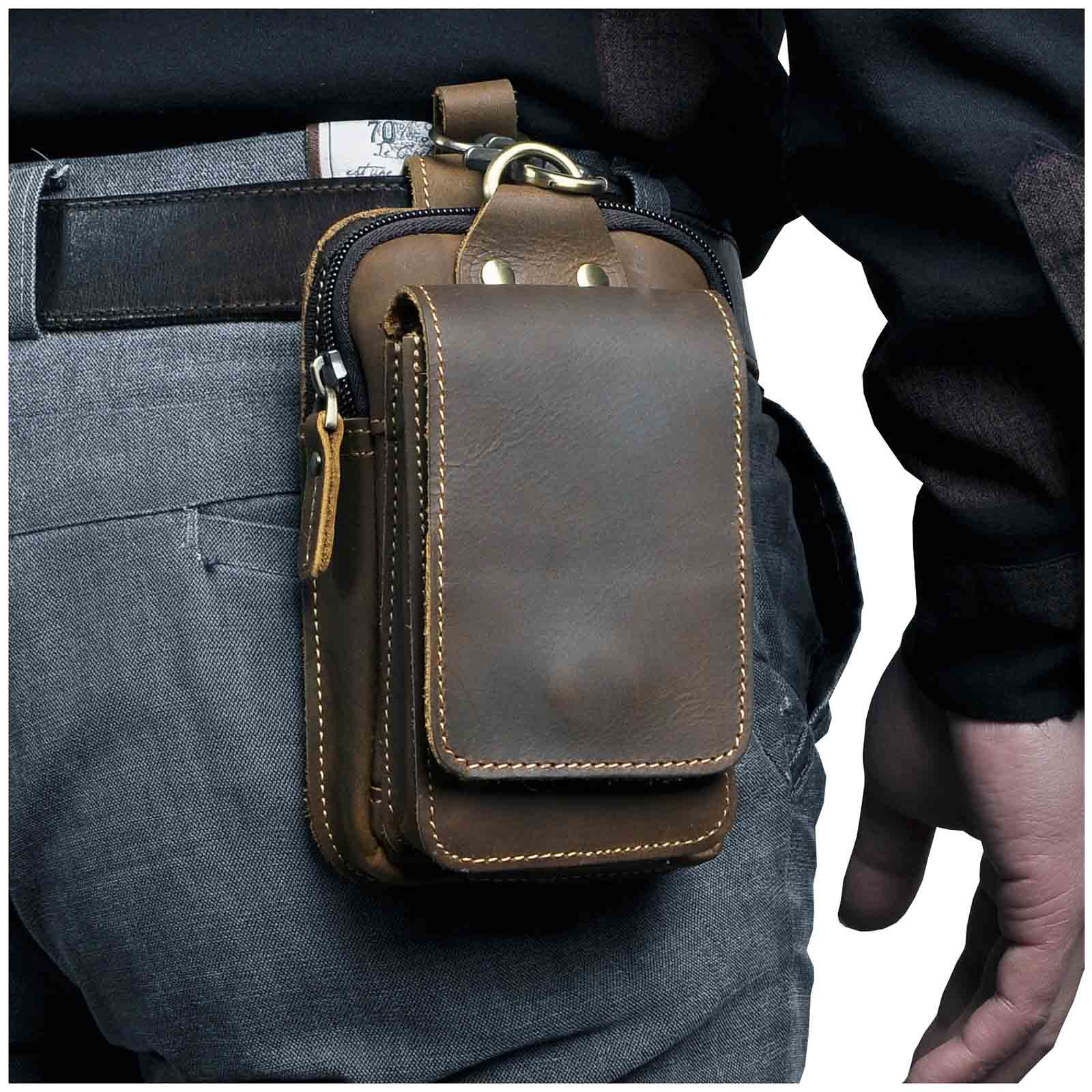 Leder Herren Hüfttasche Echtleder Schwarz - Norvielle