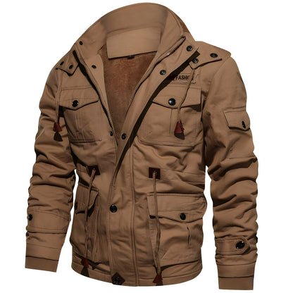 Cyrus Herren Militärjacke Kapuze Multitaschen Funktionsdesign