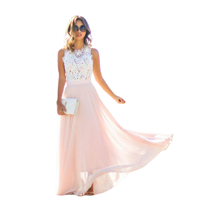 Norvielle Damen Maxi-Kleid Spitze Brautstil Acorina