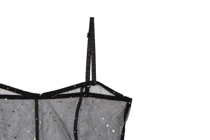 Norvielle Damen Maxi-Kleid Netz Ärmellos