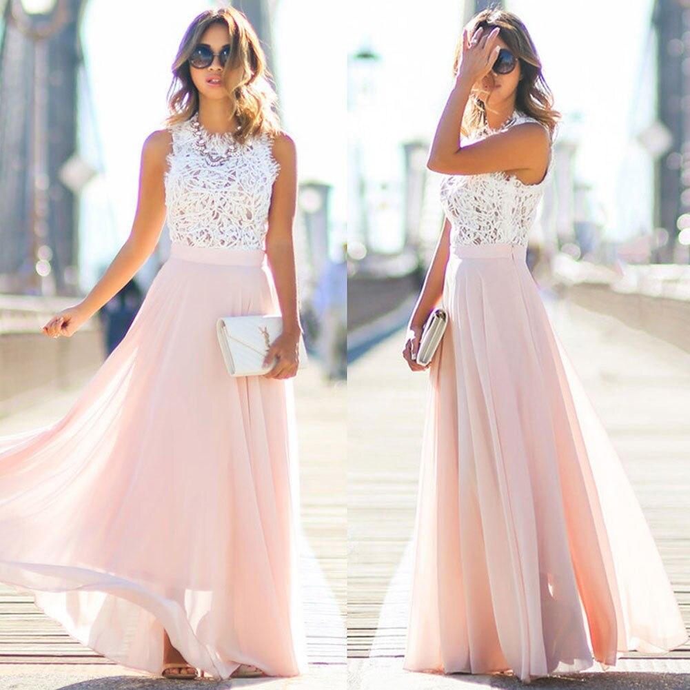 Norvielle Damen Maxi-Kleid Spitze Brautstil Acorina