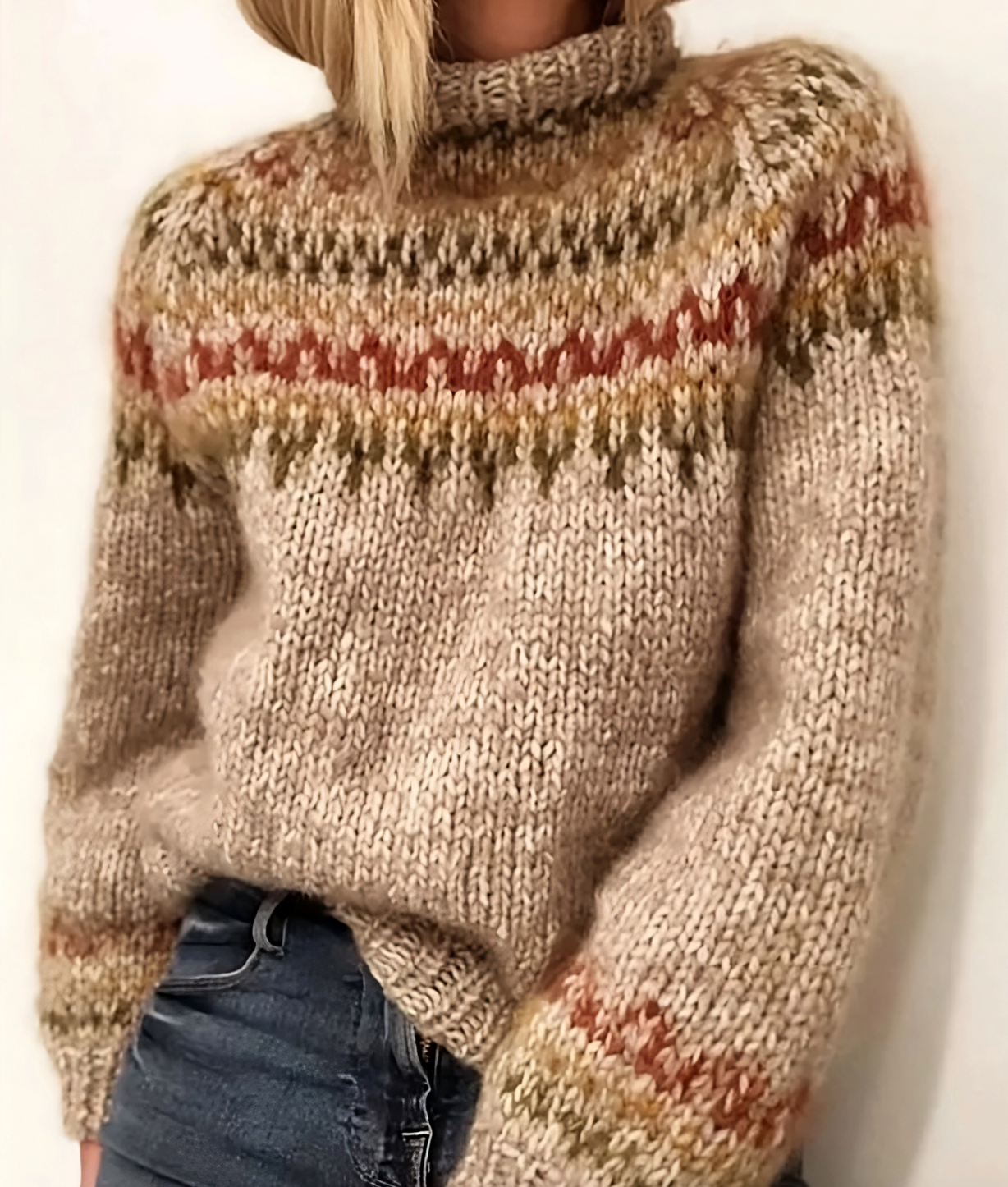 Damen Norweger Pullover Rollkragen Warm - Norvielle