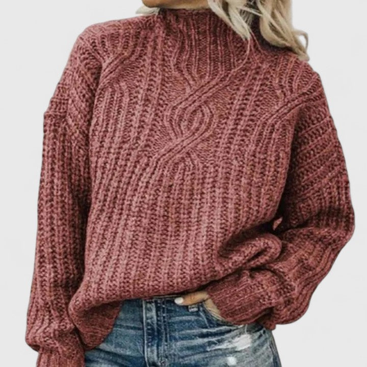 Damen Gerippter Winterpullover Langer Ärmel