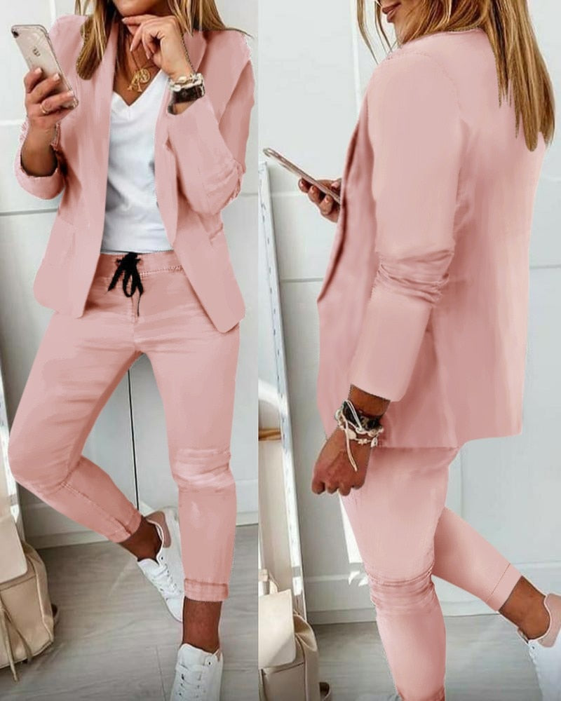 Norvielle Damen Blazer-Set aus Stretch-Material