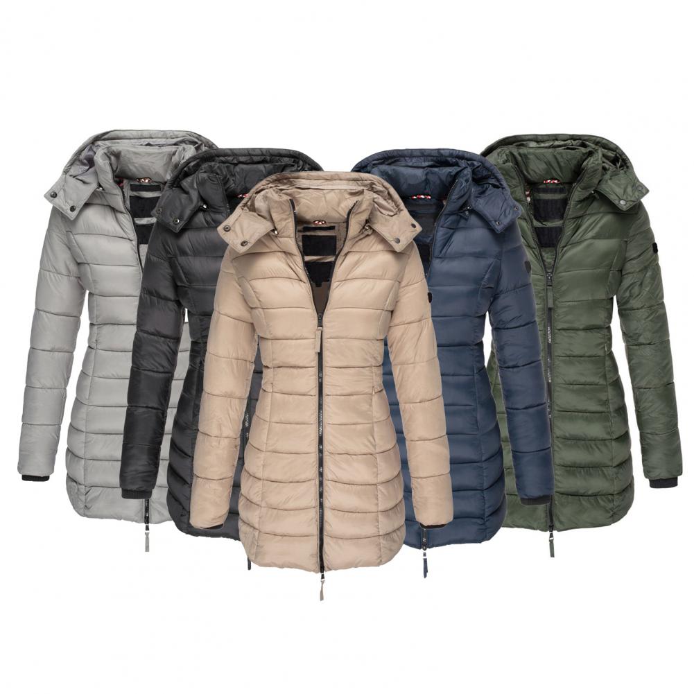 Damen Steppjacke mit Kapuze Wind- und wasserdicht
