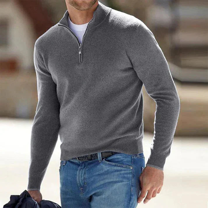 Herren Pullover Langarm Reißverschluss V-Hals Gestrickt - Norvielle