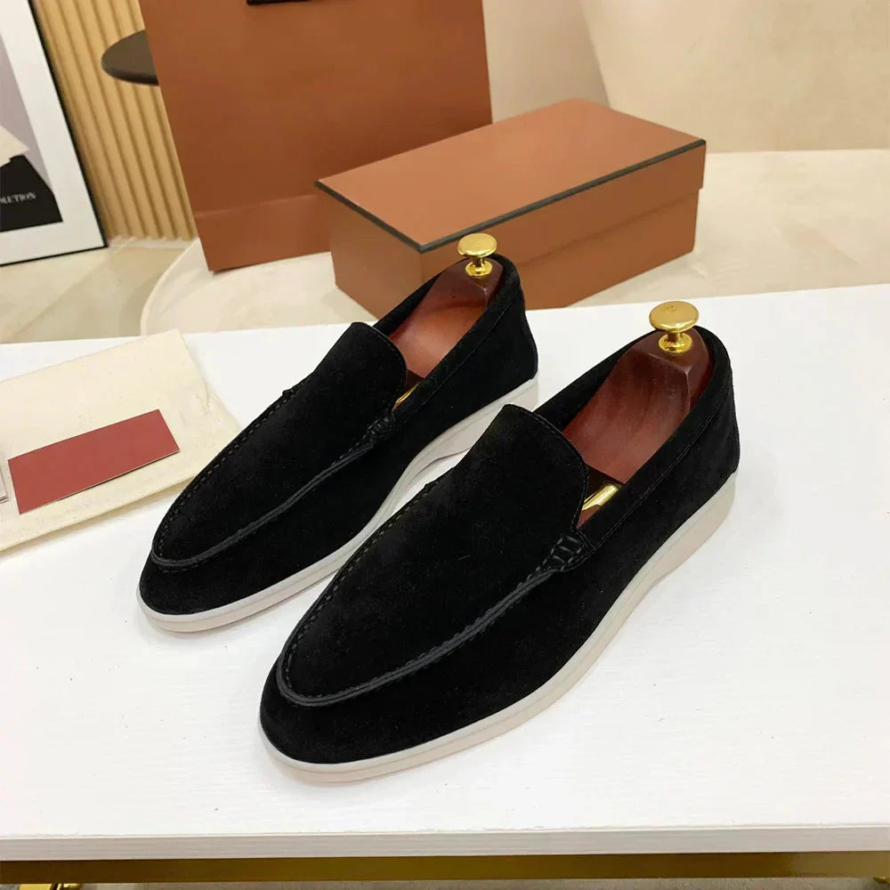 Herren Halbschuhe Wildleder Slip-On Bequem Schwarz - Norvielle