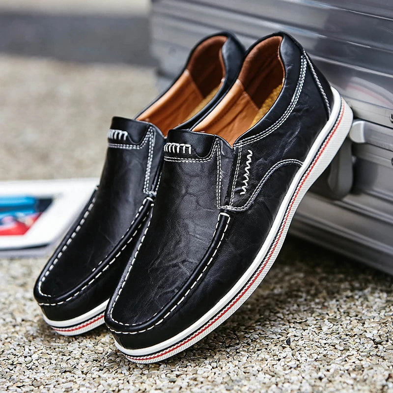 Herren Halbschuhe Leder Ergonomisch Schwarz - Norvielle