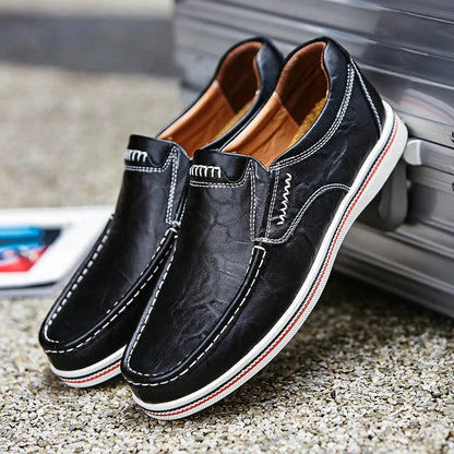 Herren Halbschuhe Leder Ergonomisch Schwarz - Norvielle