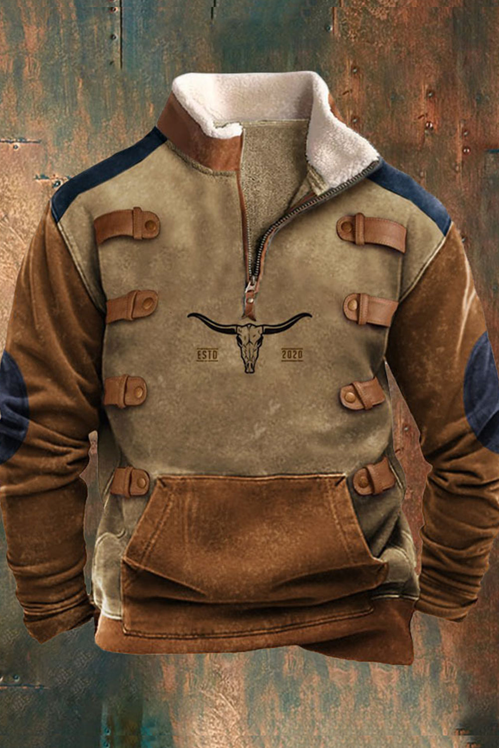 Herren Fleece Pullover Sweatshirt mit Kängurutasche Schwarz - Norvielle