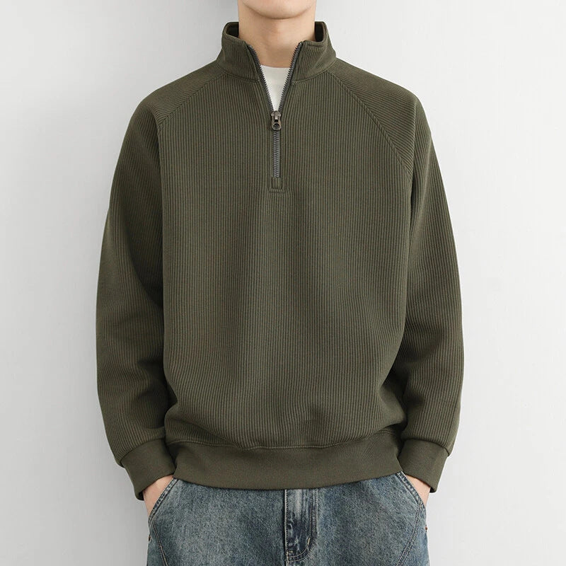 Männer Gerippter Quarter-Zip Pullover Lässig Grau - Norvielle