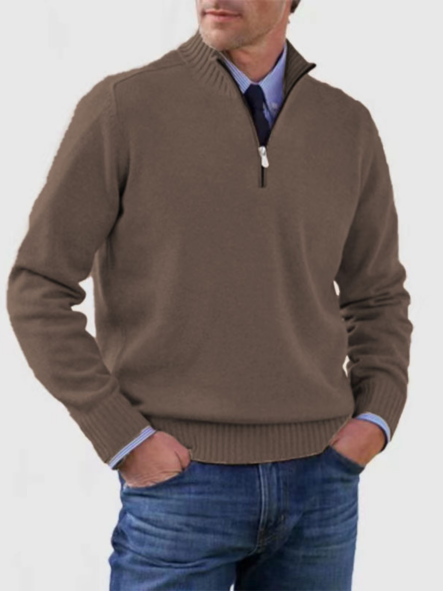 Herren Halb-Zip Sweater Moderner Schnitt