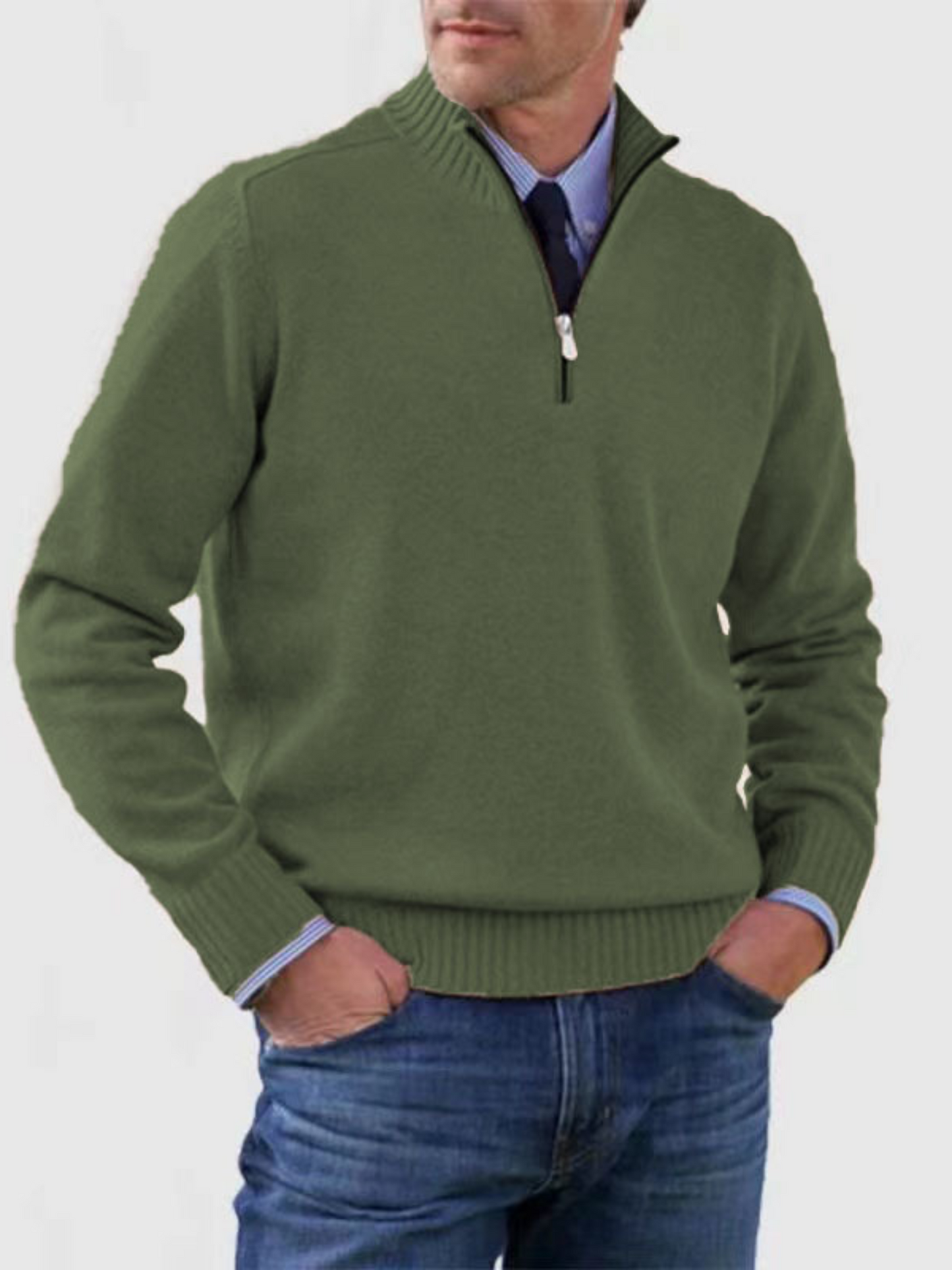 Herren Halb-Reißverschluss Pullover Moderne Passform