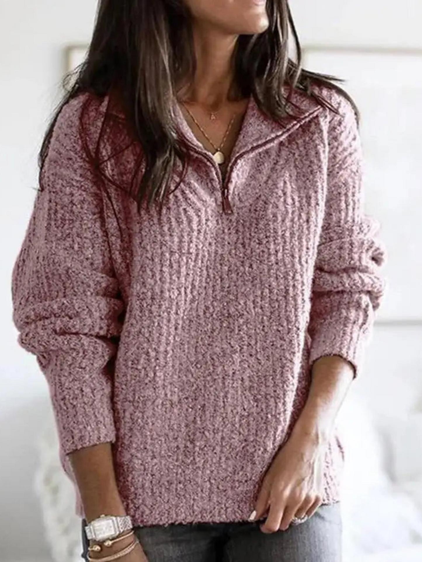 Damen Pullover Halber Reißverschluss Lässiger Schnitt - Norvielle