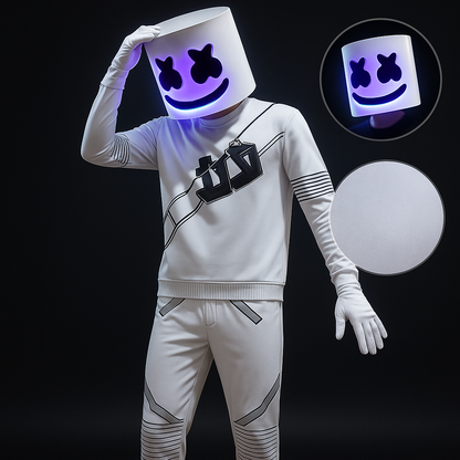 DJ Kostüm Helm Set Polyester LED - Norvielle