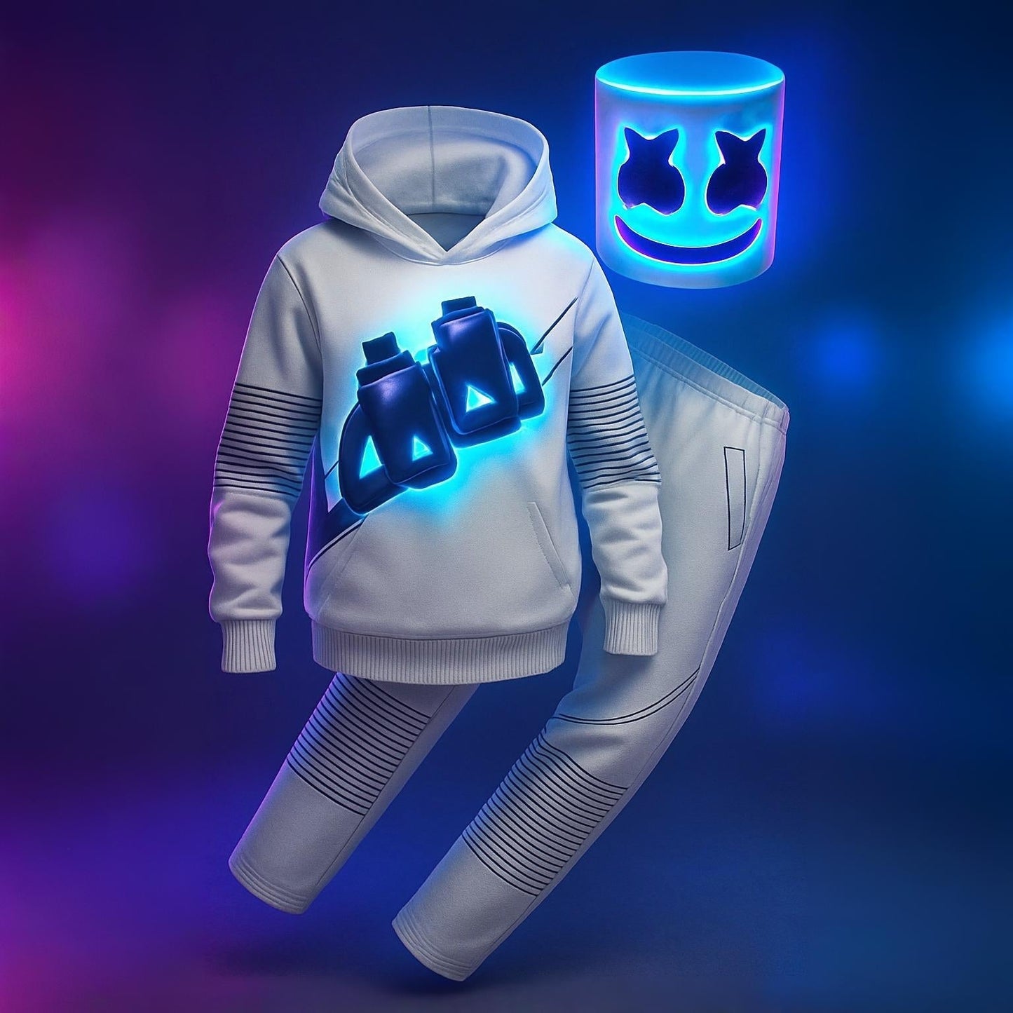 DJ Kostüm Helm Set Polyester LED